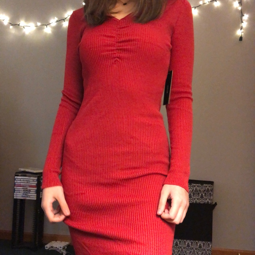 Red Knit Long Sleeve Dress!